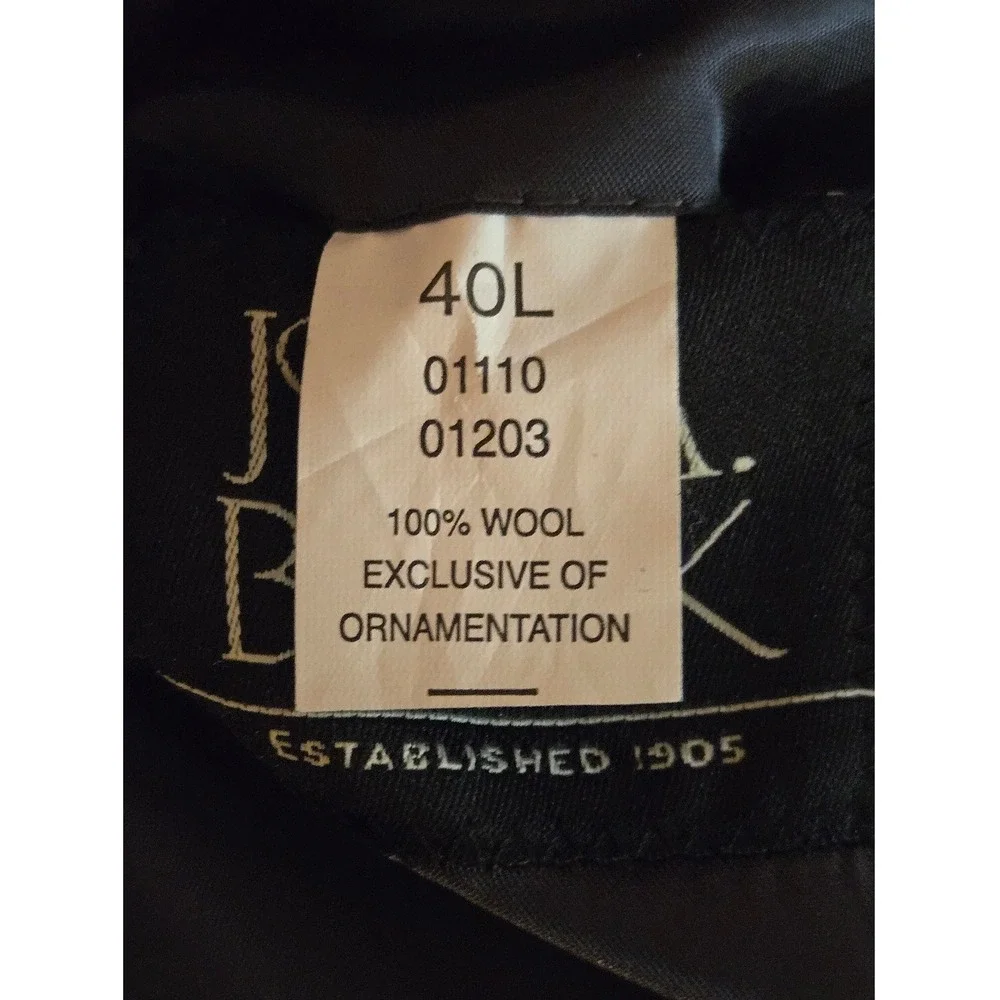 Jos. A. Bank Mens‎ 40L Wool Pinstripe 2-Piece Suit Charcoal Grey Pants 34×34